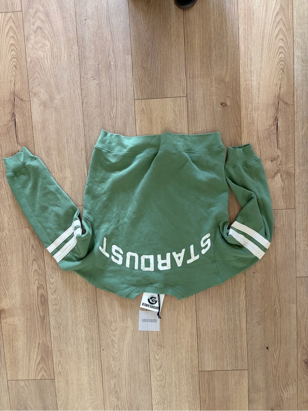 Daydreamer 
Ziggy Stardust Varsity Sweatshirt in Stone Green - Picture 2 of 3